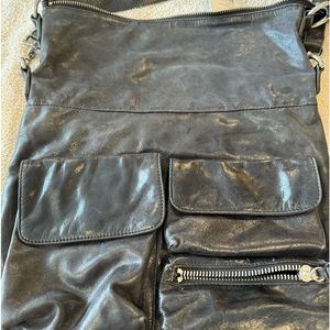 Hobo explorer black leather shoulder bag NWT